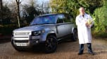 Land Rover Defender long-termer - Steve Fowler in doctor&#039;s white overcoat